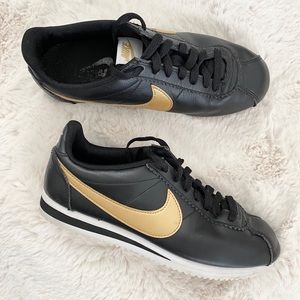 NIKE CORTEZ Black, white, gold W 6.5